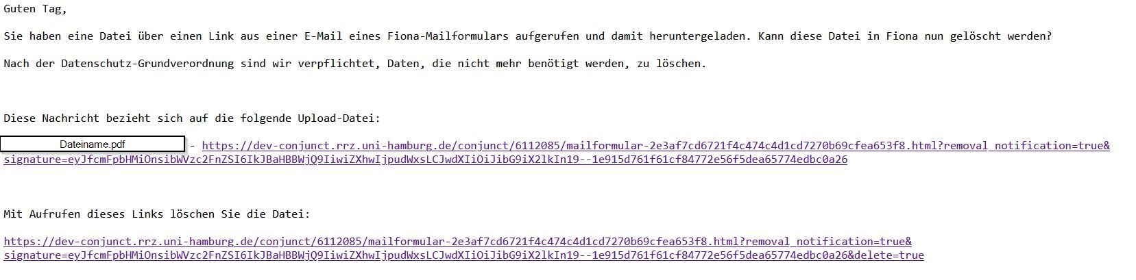 Bild eines Löschlinks