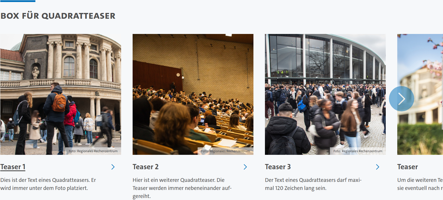 Screenshot einer Box der Vorlage "Direkteinstieg".