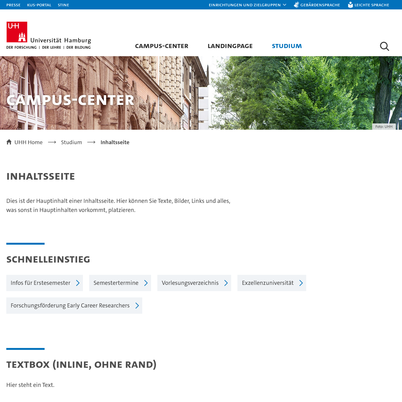 Screenshot einer Themenseite.