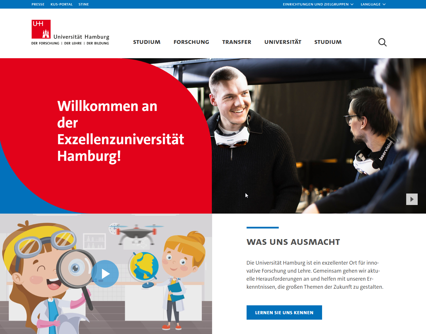 Screenshot einer Themenseite.