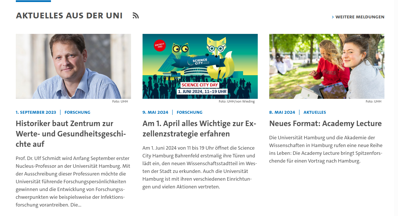 Screenshot einer Box der Vorlage "News-Karussell".