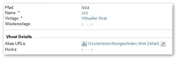 Screenshot eines vhost-alias Feldes 