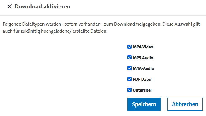  	 Screenshot aus Lecture2Go um den Download zu aktivieren