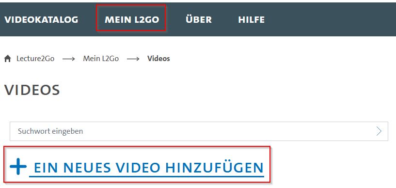  	 Screenshot aus Lecture2Go zum Video hinzufügen