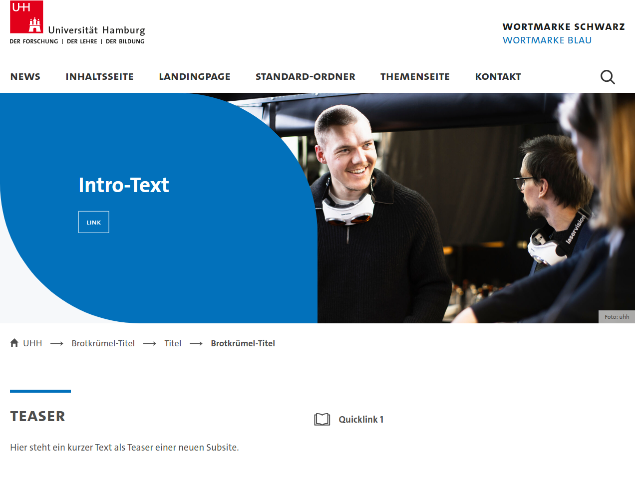 Screenshot einer Themenseite.