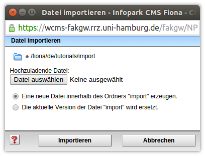 Datei importieren